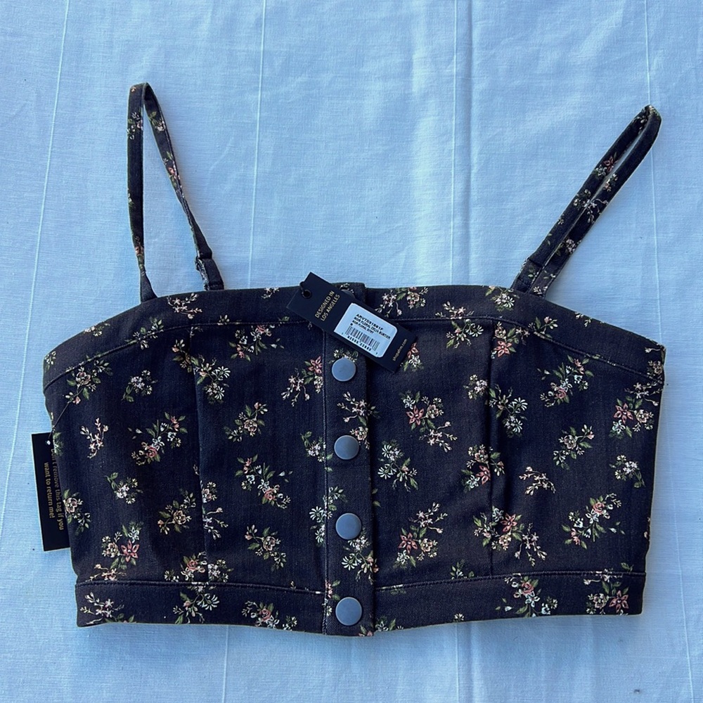 Brand New! AFRM Noir Floral Celia Bustier S